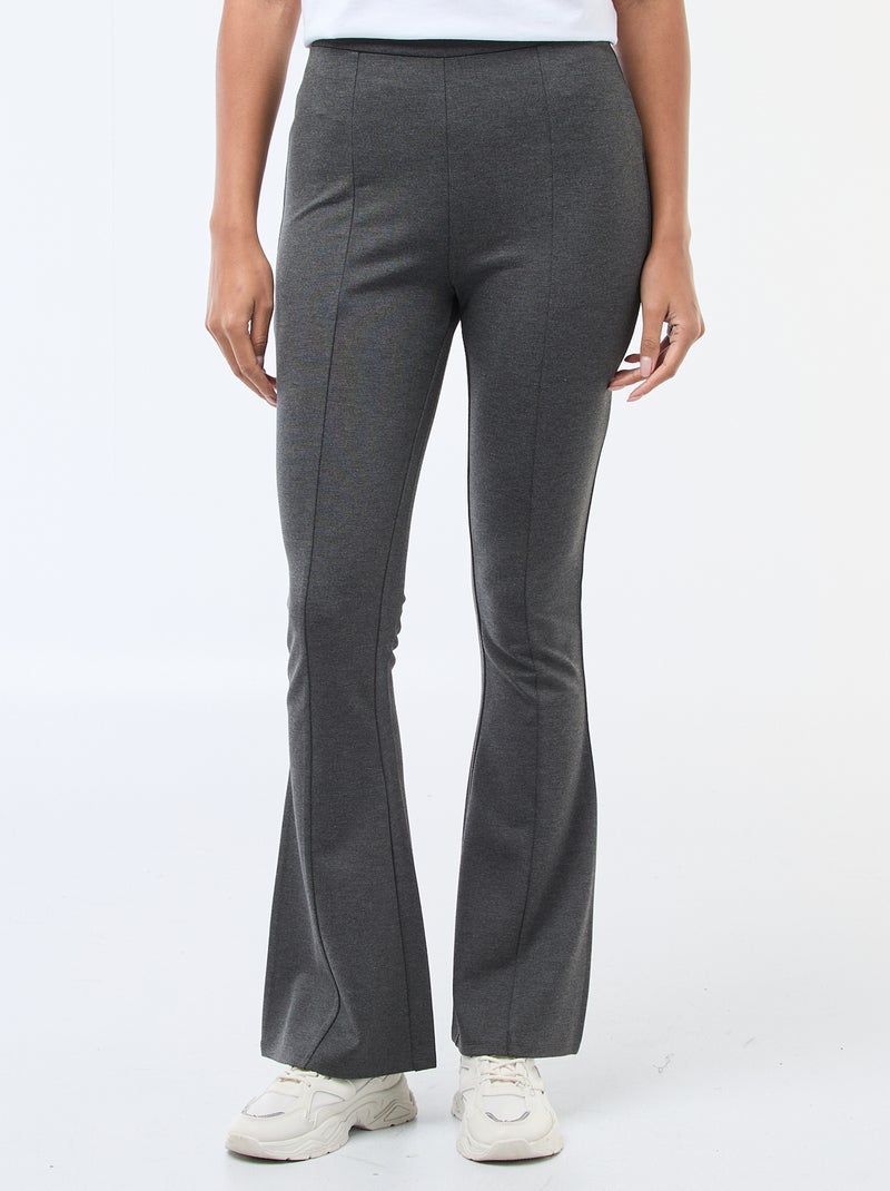 Ultra-Stretch Knit Flare Pants Grey - Kiabi