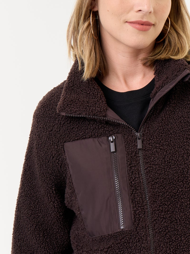 Umstands- und Tragejacke im Teddy-Effekt Marron - Kiabi