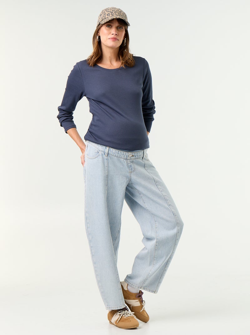 Umstands-T-Shirt aus Rippstrick Bleu - Kiabi