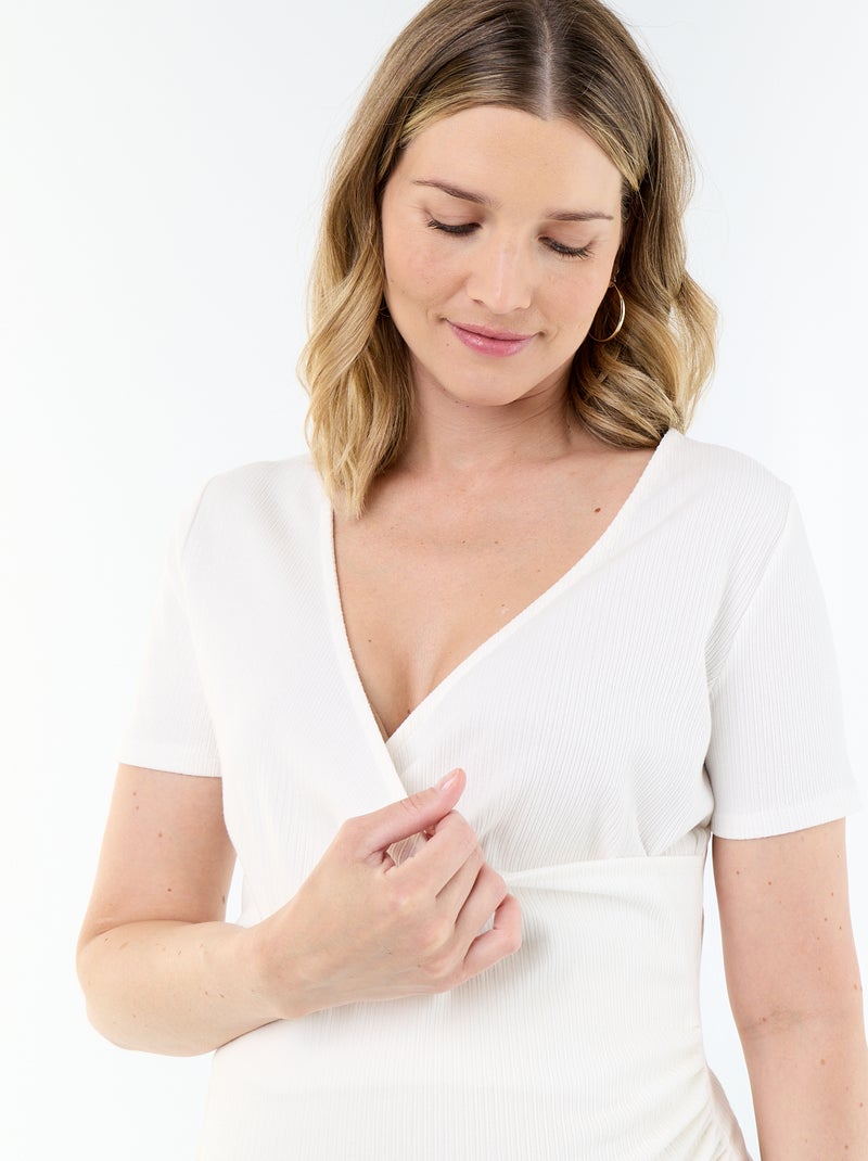 Umstands-T-Shirt mit Wickelausschnitt Blanc - Kiabi