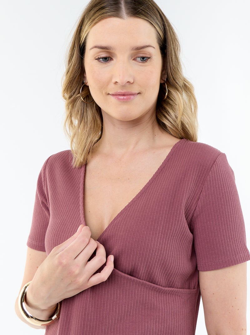 Umstands-T-Shirt mit Wickelausschnitt Rose - Kiabi
