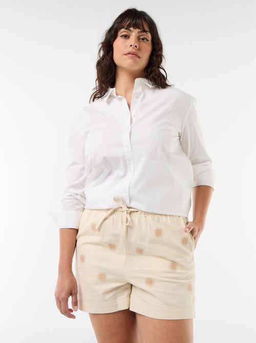 Undyed Shorts with Sun Embroidery - Kiabi