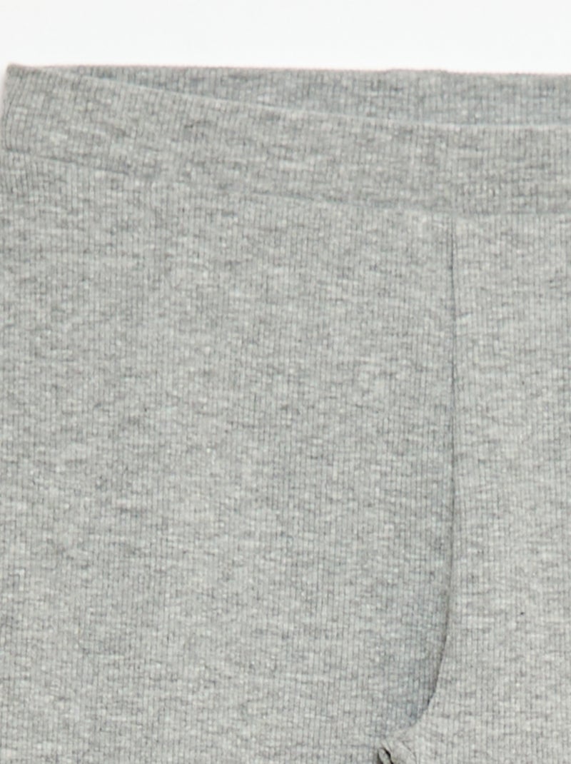 Uni Strick-Leggings aus Baumwolle Grau - Kiabi