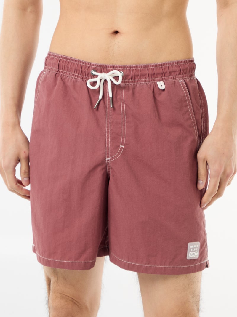 Unifarbene Badeshorts mit Taschen Rot - Kiabi