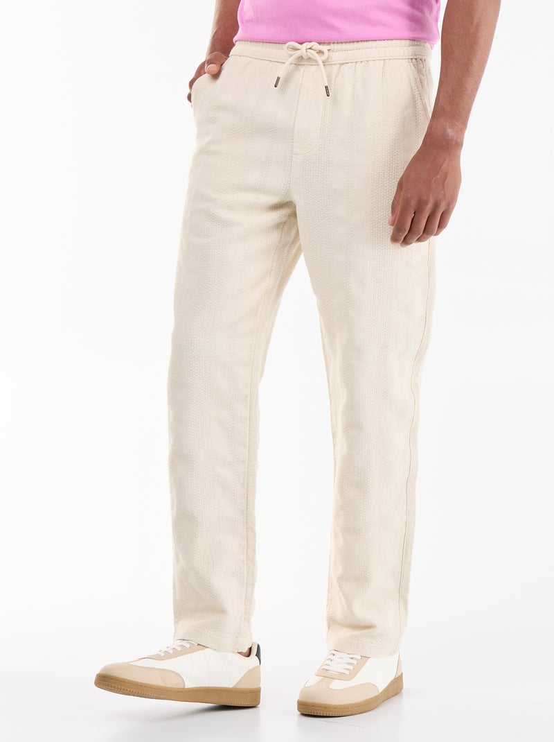 Unifarbene Hose mit Struktur Beige - Kiabi