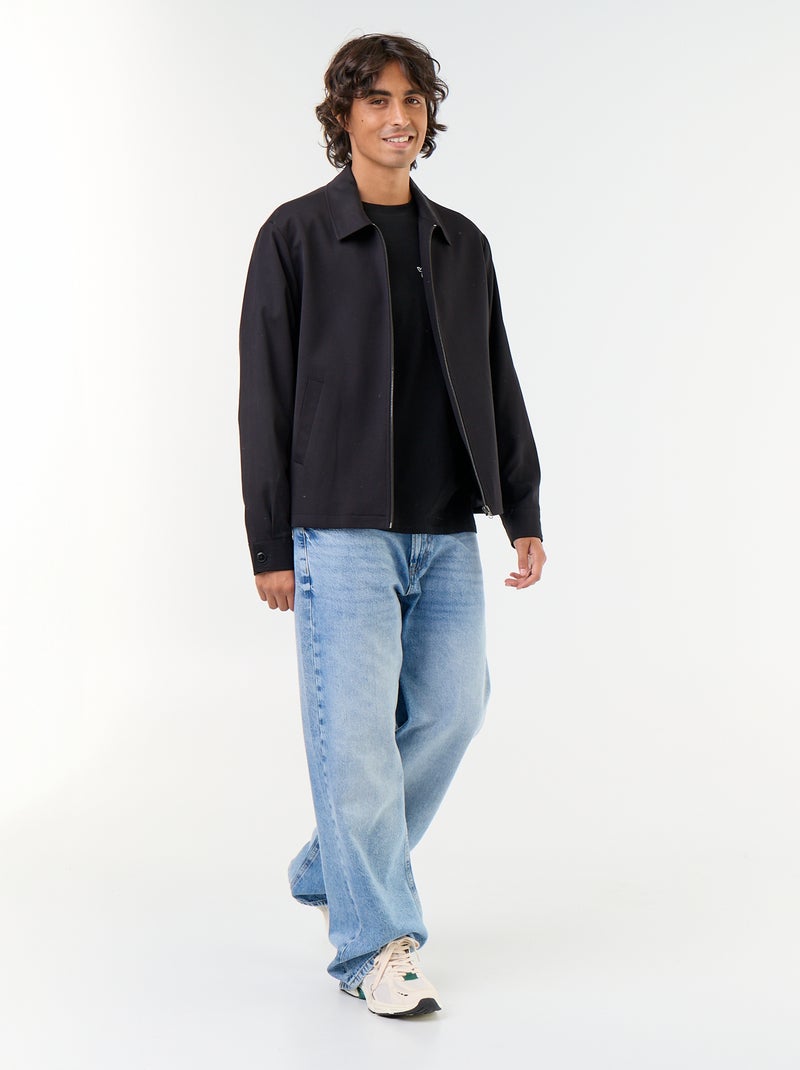 Unifarbene Reissverschlussjacke Noir - Kiabi
