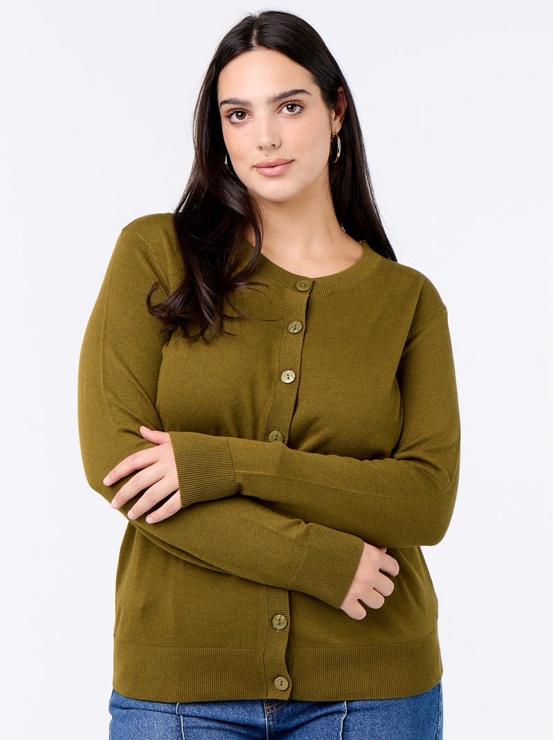 Unifarbene Strickjacke Grün - Kiabi
