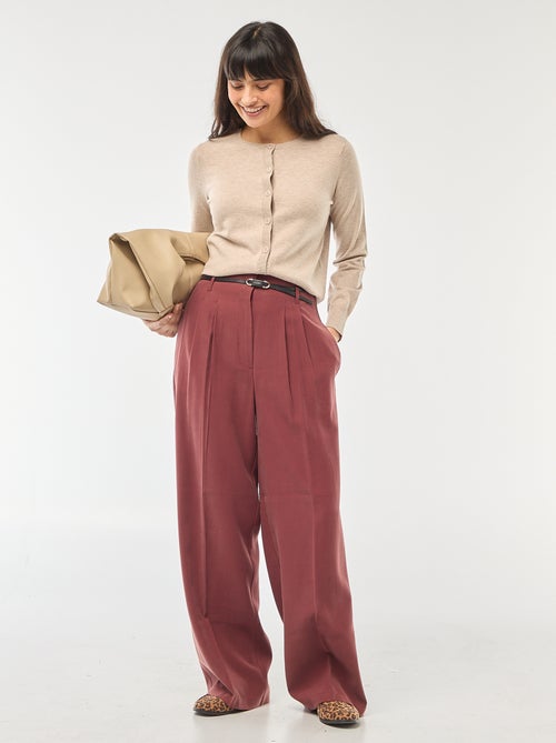 Unifarbene Strickjacke mit Rundhals - Kiabi