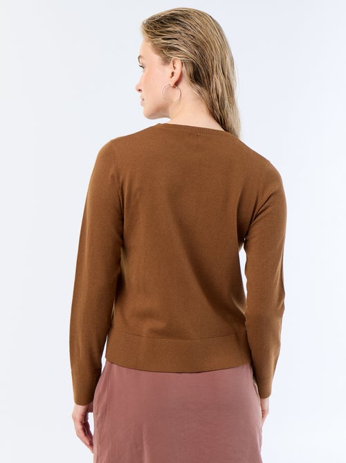 Unifarbene Strickjacke mit Rundhals - Kiabi