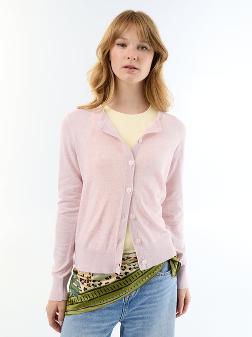 Unifarbene Strickjacke mit Rundhals - Kiabi