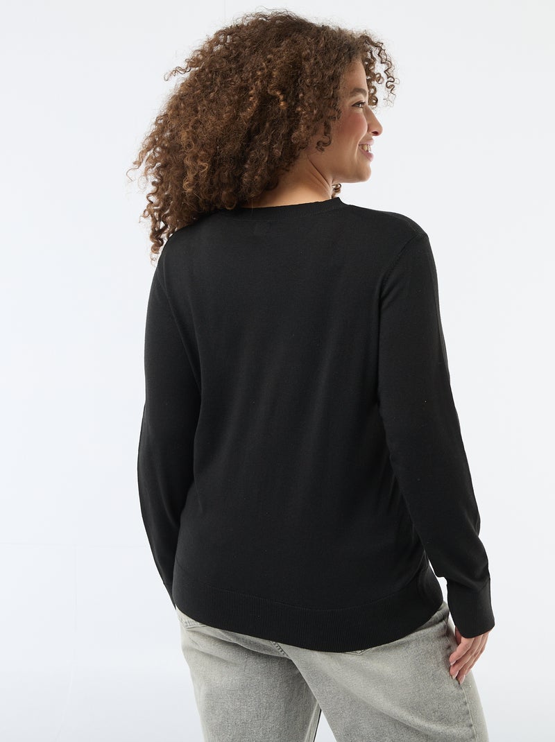 Unifarbene Strickjacke Schwarz - Kiabi