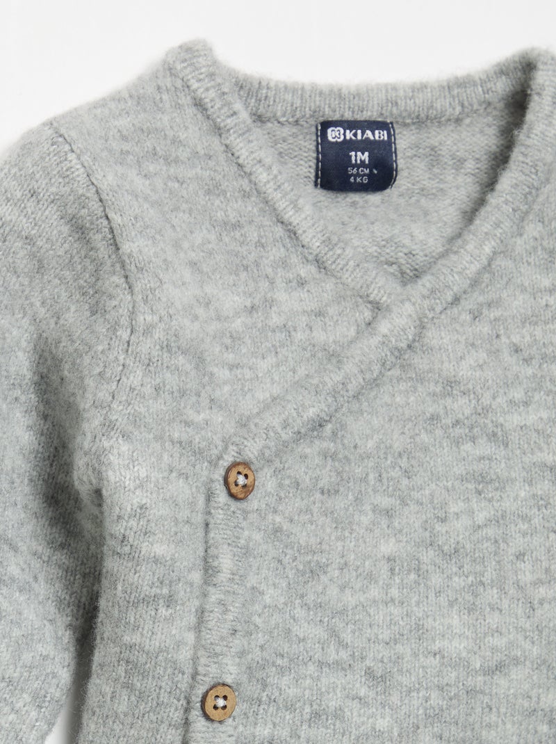 Unifarbene Wickelstrickjacke Grau - Kiabi
