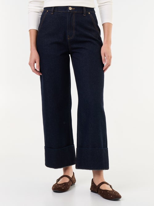 Unifarbene Wideleg-Jeans mit breiten Saumumschlägen - Kiabi