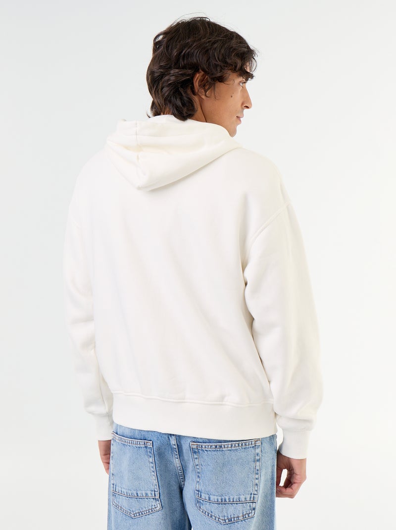 Unifarbener Kapuzen-Sweatshirt mit Reissverschluss Blanc - Kiabi