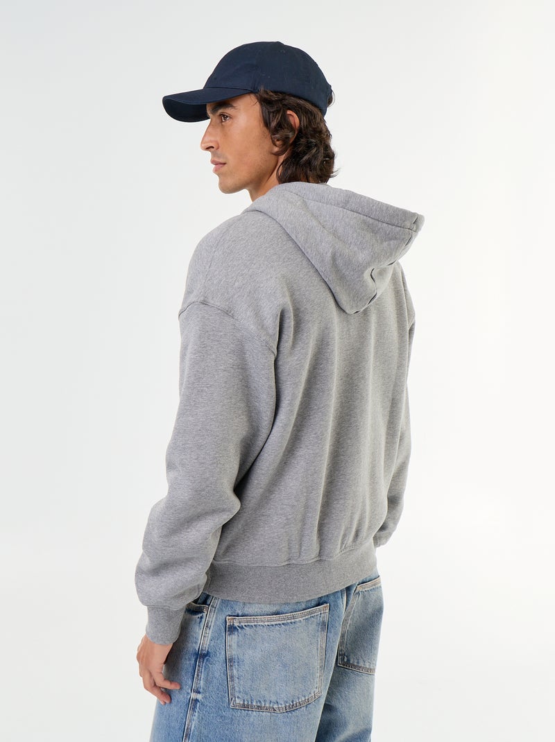 Unifarbener Kapuzen-Sweatshirt mit Reissverschluss Gris - Kiabi