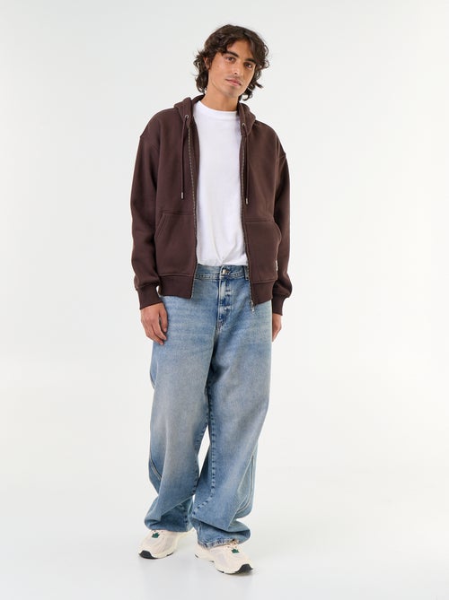Unifarbener Kapuzen-Sweatshirt mit Reissverschluss - Kiabi