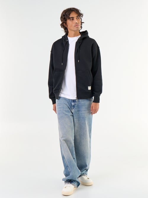 Unifarbener Kapuzen-Sweatshirt mit Reissverschluss - Kiabi