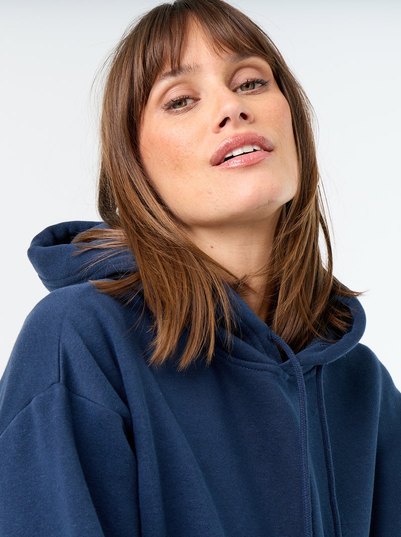 Unifarbener Kapuzenpullover mit Kängurutasche Bleu - Kiabi