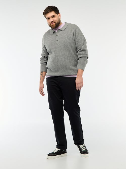 Unifarbener Polopullover mit Knopfleiste - Kiabi