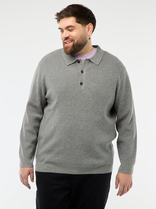 Unifarbener Polopullover mit Knopfleiste - Kiabi