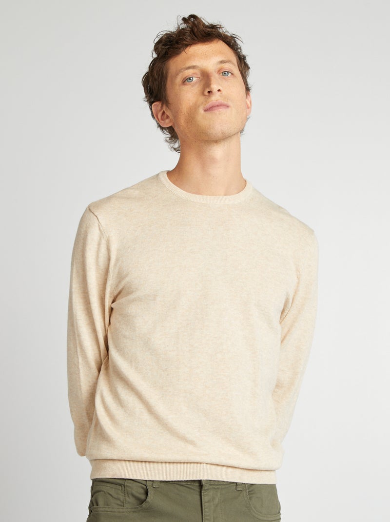 Unifarbener Rundhals-Pullover Beige - Kiabi