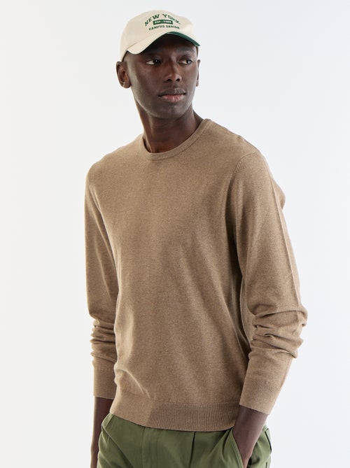 Unifarbener Rundhals-Pullover - Kiabi