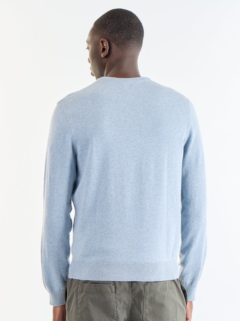 Unifarbener Rundhals-Pullover Blau - Kiabi