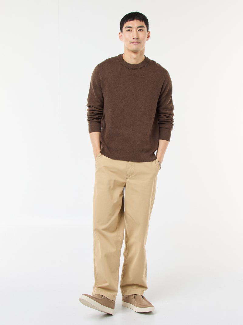 Unifarbener Rundhals-Pullover Braun - Kiabi