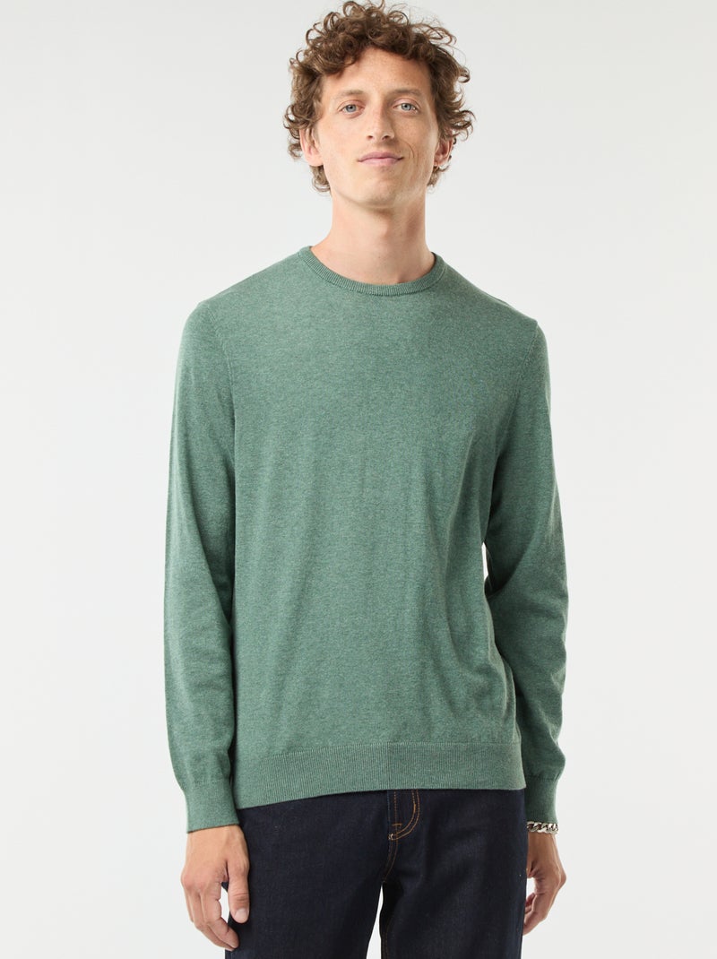 Unifarbener Rundhals-Pullover Grün - Kiabi