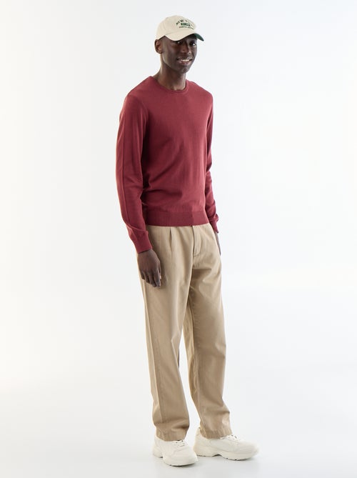 Unifarbener Rundhals-Pullover - Kiabi