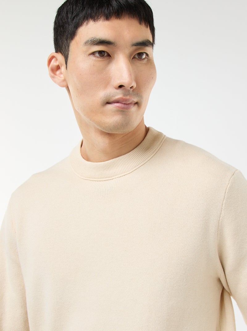 Unifarbener Rundhals-Pullover Weiß - Kiabi