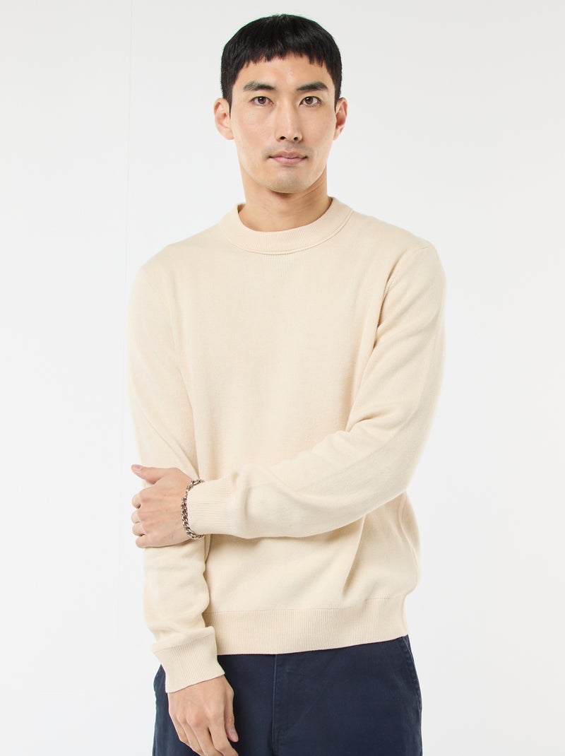 Unifarbener Rundhals-Pullover Weiß - Kiabi