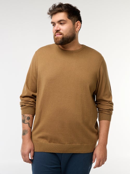Unifarbener Rundhals-Strickpullover - Kiabi
