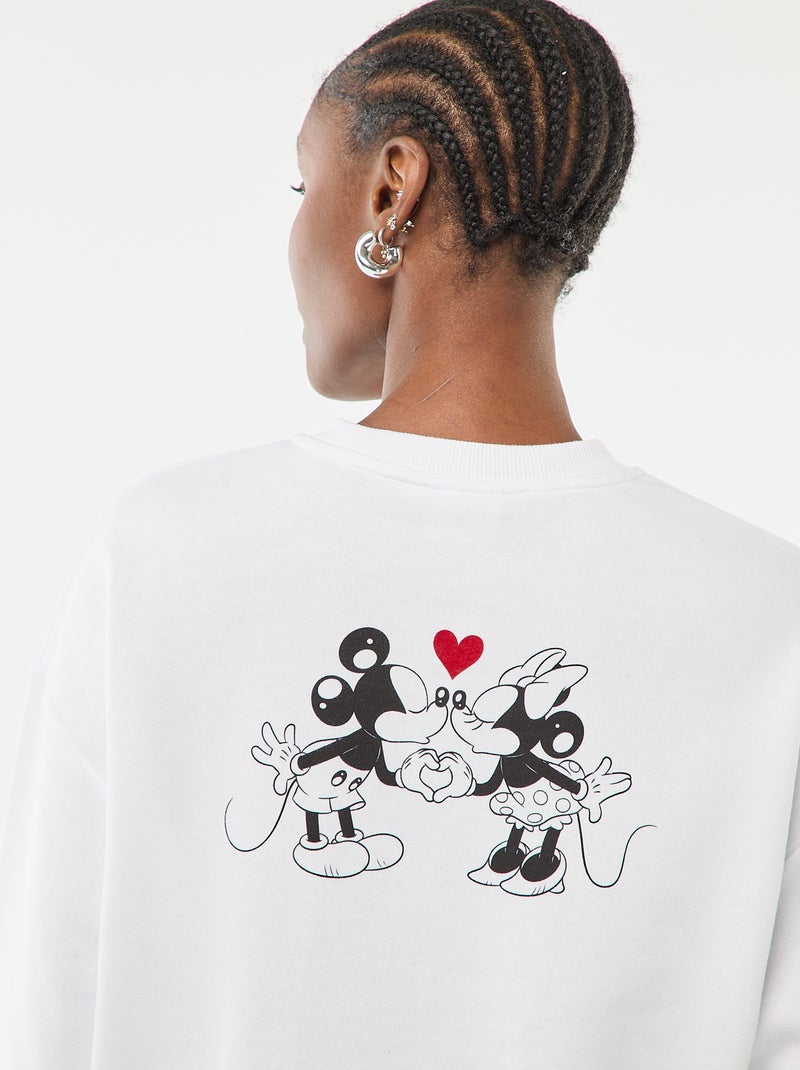 Unifarbenes Disney-Sweatshirt mit Mickey-und-Minnie-Print Weiß - Kiabi