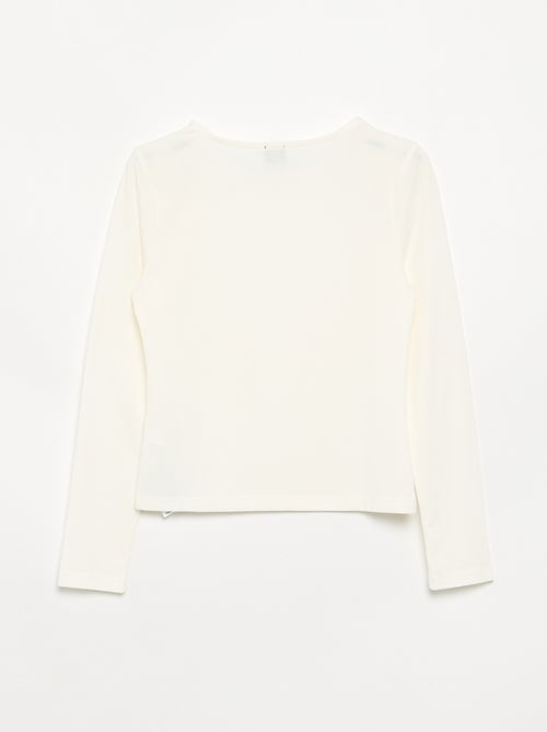 Unifarbenes geripptes T-Shirt mit Knopfdetail an der Schulter - Kiabi