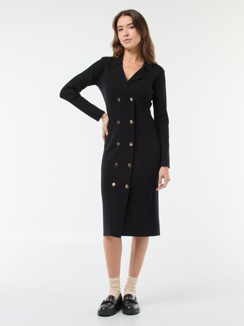 Unifarbenes Kleid mit doppelter Knopfleiste - Kiabi