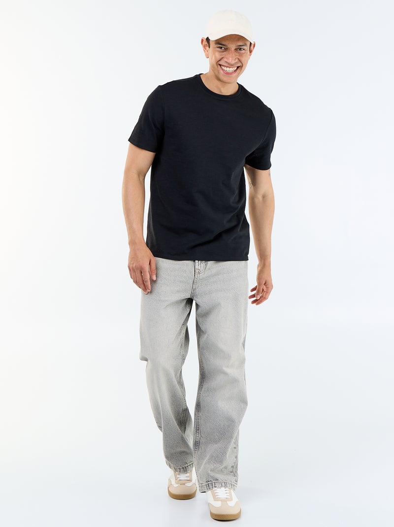 Unifarbenes Kurzarm-T-Shirt Noir - Kiabi