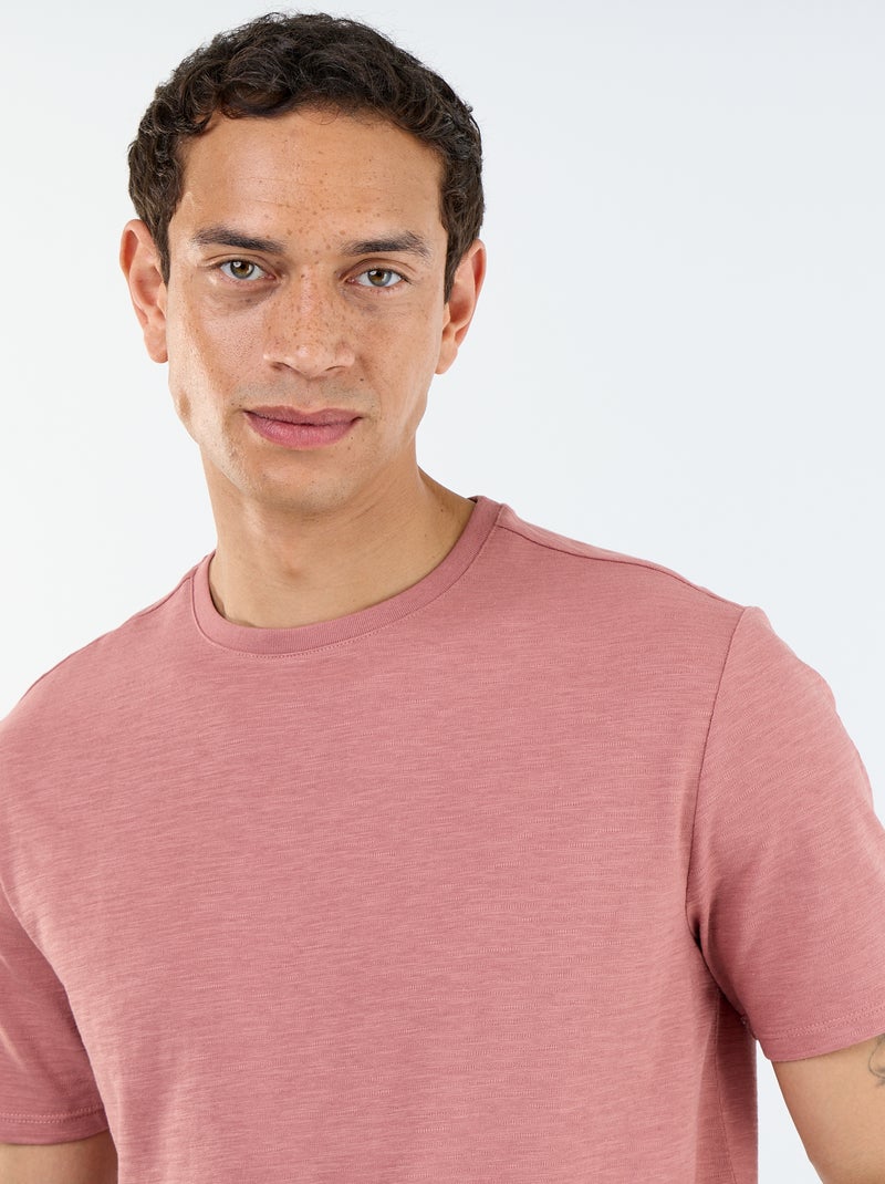 Unifarbenes Kurzarm-T-Shirt Rose - Kiabi