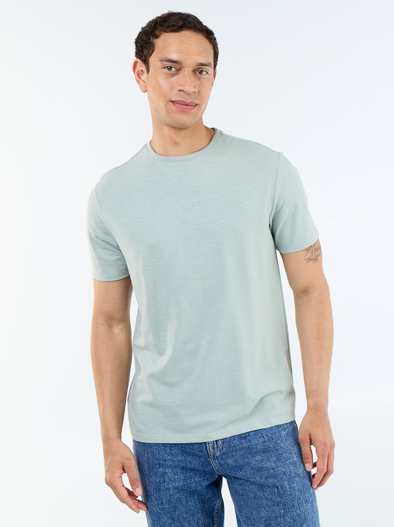 Unifarbenes Kurzarm-T-Shirt Vert - Kiabi