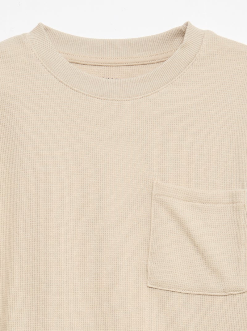 Unifarbenes Pyjama-Set aus Baumwolle Beige - Kiabi