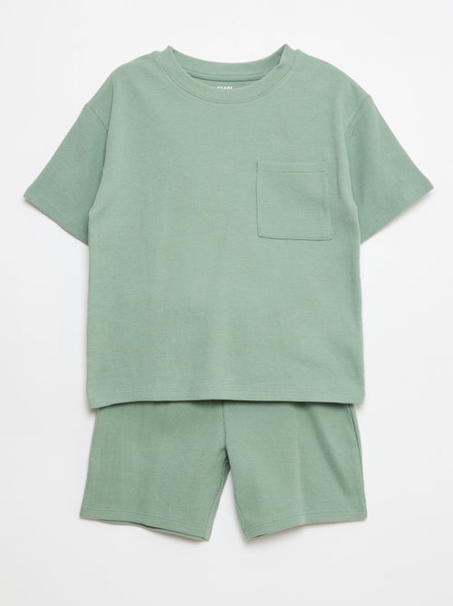 Unifarbenes Pyjama-Set aus Baumwolle - Kiabi
