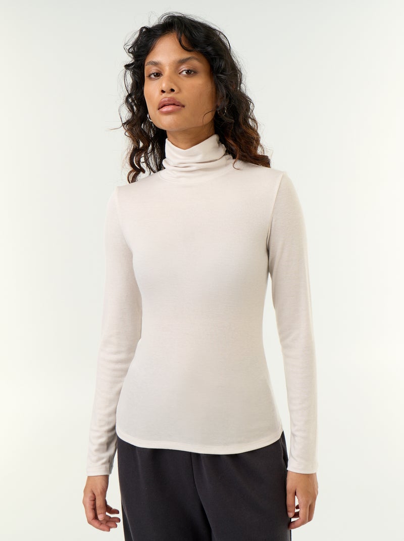 Unifarbenes Rollkragenshirt aus Wollmischung Gris - Kiabi