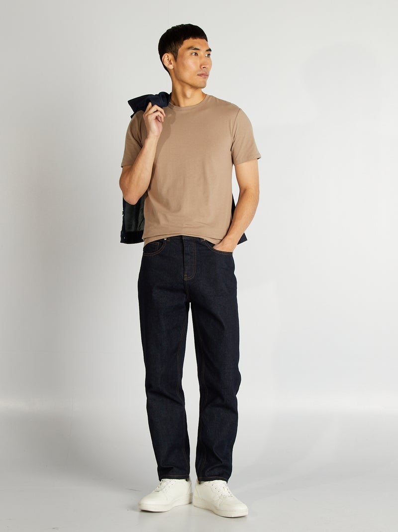 Unifarbenes T-Shirt - Slim Fit Beige - Kiabi