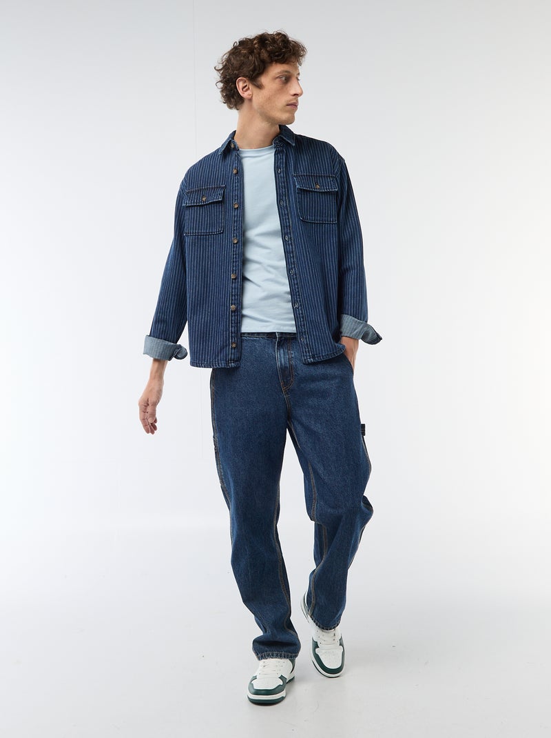 Unifarbenes T-Shirt - Slim Fit Blau - Kiabi