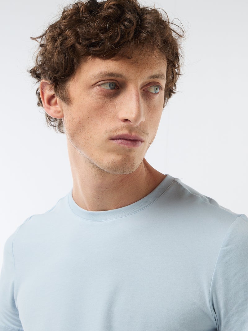 Unifarbenes T-Shirt - Slim Fit Blau - Kiabi