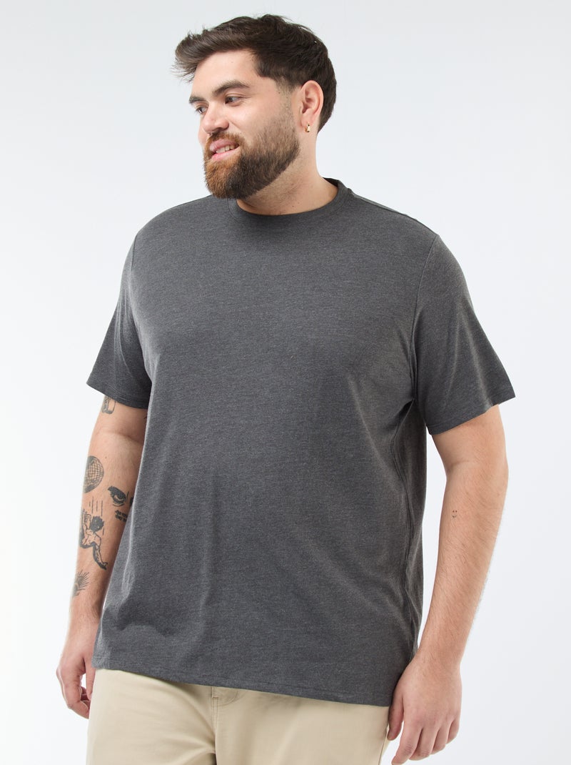 Unifarbenes T-Shirt aus Jersey Dunkelgrau meliert - Kiabi