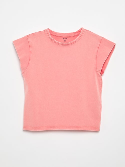 Unifarbenes T-Shirt mit extra kurzen Ärmeln - Kiabi