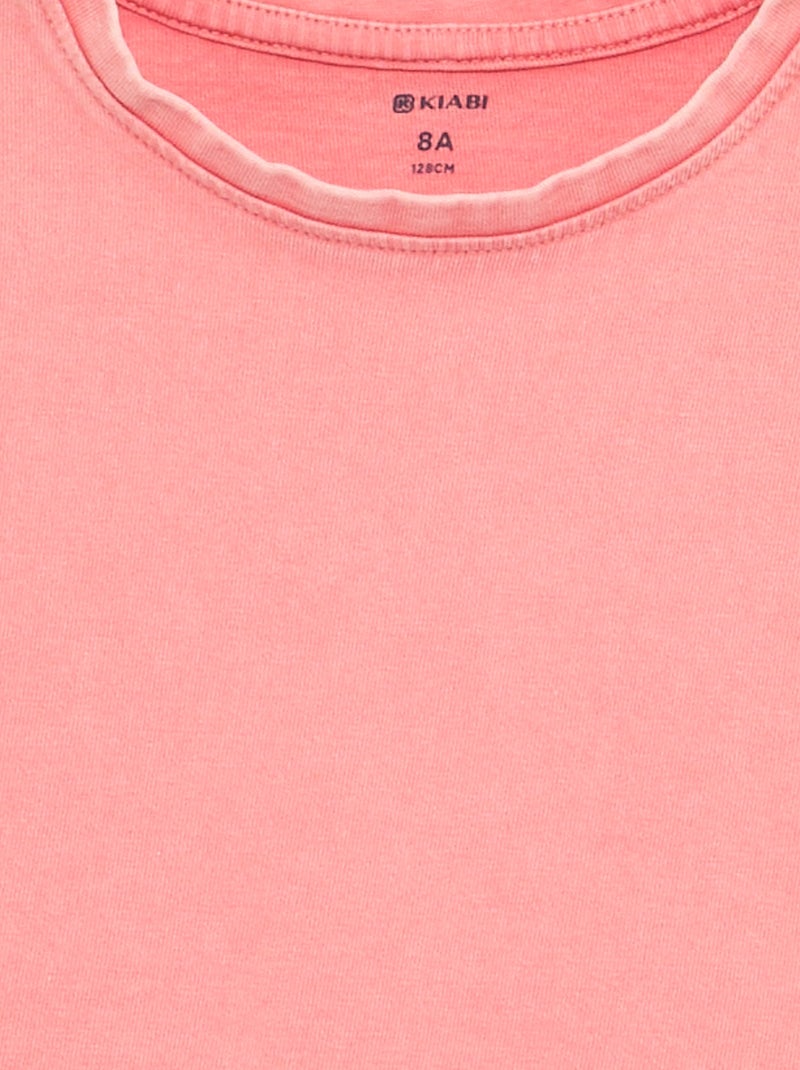 Unifarbenes T-Shirt mit extra kurzen Ärmeln Rose - Kiabi