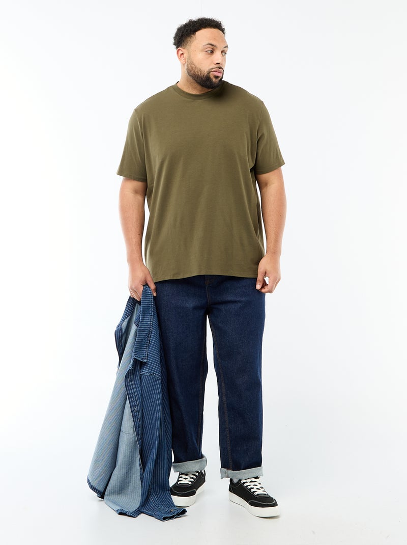 Unifarbenes T-Shirt, Regular Fit Khaki - Kiabi