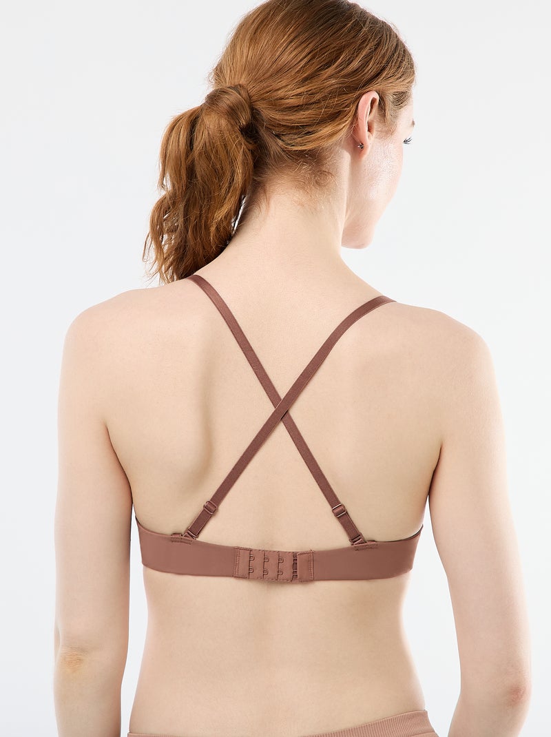 Unsichtbarer Push-up-BH aus Mikrofaser Braun - Kiabi